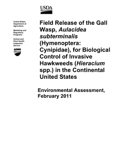 Field Release of the Gall Wasp, Aulacidea Subterminalis