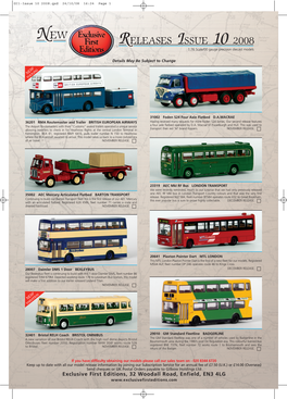 RELEASES ISSUE 10 2008 1:76 Scale/00 Gauge Precision Diecast Models