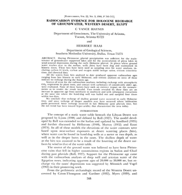 Radiocarbon Evidence for Holocene Recharge of Groundwater, Western