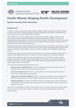 Samoa Country Plan Summary