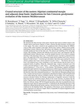 Crustal Structure of the Eastern Algerian Continental Margin and Adjacent Deep Basin: Implications for Late Cenozoic Geodynamic Evolution of the Western Mediterranean