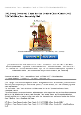 Download Chess Tactics London Chess Classic 2012 DECODED (Chess Decoded) PDF