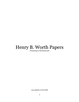 Henry B. Worth Papers Pertaining to Old Dartmouth