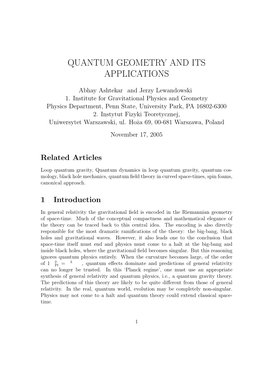 Quantum Geometry and Its Applications