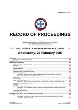 Record of Proceedings