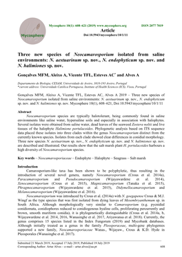 Three New Species of Neocamarosporium Isolated from Saline Environments: N