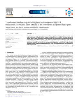 Transformation of the Fungus Absidia Glauca By