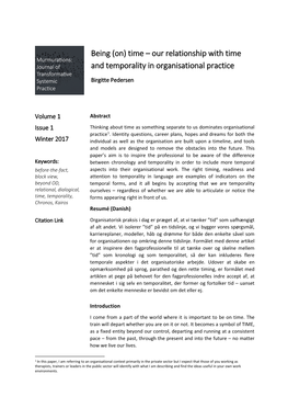 Our Relationship with Time and Temporality in Organisational Practice