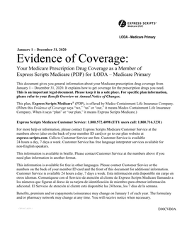 2020 Evidence of Drug Coverage