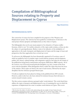 Compilation of Bibliographical Sources Relating to Property and Displacement in Cyprus