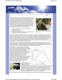 Cellulosic Biomass Study of Miscanthus X Giganteus and the LI- View on the Web 6400 the Use of Blended Fuels Has Become a Nearly Ubiquitous Part of Our Everyday Lives