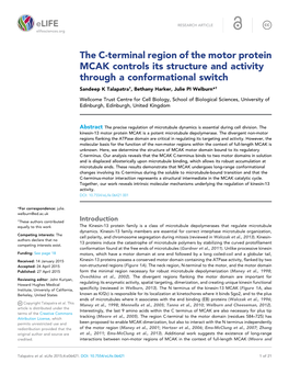 The C-Terminal Region of the Motor Protein MCAK Controls Its Structure