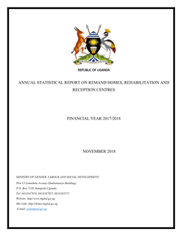 Annual Statistical Report on Remand Homes, Rehabilitation and Reception Centres