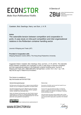 A Case Study on Intra-Port Competition and Inter-Organizational Relations in the Rotterdam Container Handling Sector