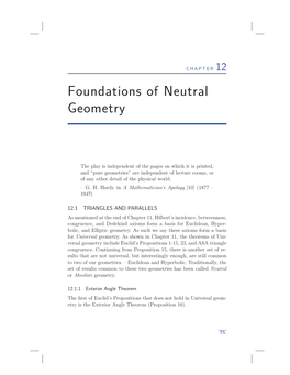 Foundations of Neutral Geometry