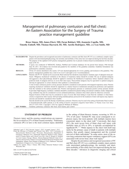 Management of Pulmonary Contusion and Flail Chest