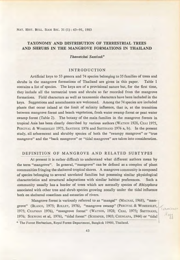 Taxonomy and Distribution of Terrestrial Trees and Shrubs in the Mangrove Formations in Thailand