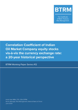 Correlation Coefficient of Indian Oil Market Company Equity Stocks Vis-À-Vis the Currency Exchange Rate: a 20-Year Historical Perspective