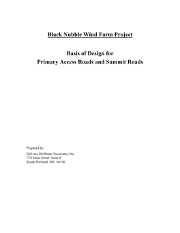 Black Nubble Wind Farm Project Basis of Design for Primary Access