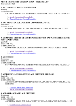 Arts & Humanities Citation Index