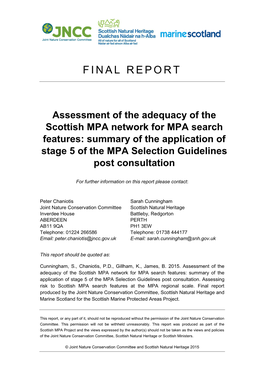 Assessment of Contribution to the MPA Network