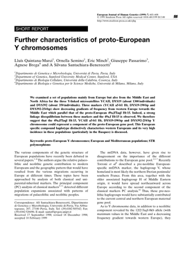 Further Characteristics of Proto-European Y Chromosomes