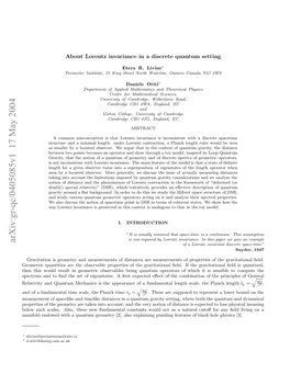 About Lorentz Invariance in a Discrete Quantum Setting