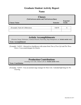 Grad Activity Form 8/18/96