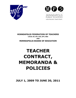 Teacher Contract, Memoranda & Policies