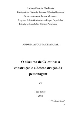 O Discurso De Celestina: a Construção E a Desconstrução Da Personagem