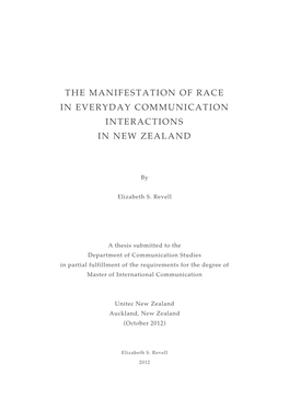 The Manifestation of Race in Everyday Communication Interactions in New Zealand