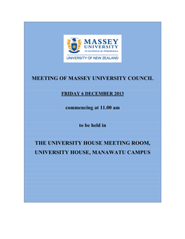 Massey University Council Meeting Papers