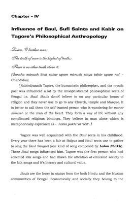 Influence of Baul, Sufi Saints and Kabir on Tagore's Philosophical Anthropology