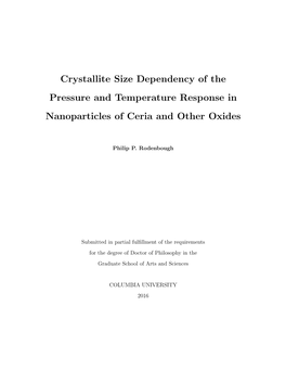 Crystallite Size Dependency of the Pressure and Temperature Response in Nanoparticles of Ceria and Other Oxides