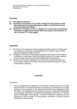 (2) the Duchy of Cornwall Is Not a Public Authority for the Purposes of the Environmental