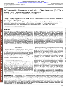 (E2006), a Novel Dual Orexin Receptor Antagonist S