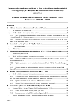 (Nitags) and WHO Immunisation-Related Advisory Committees