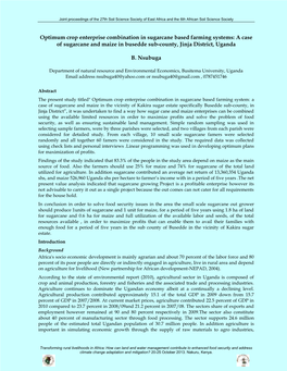 Optimum Crop Enterprise Combination in Sugarcane Based Farming Systems: a Case of Sugarcane and Maize in Busedde Sub-County, Jinja District, Uganda