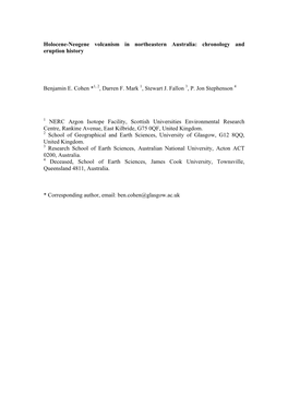 Holocene-Neogene Volcanism in Northeastern Australia: Chronology and Eruption History