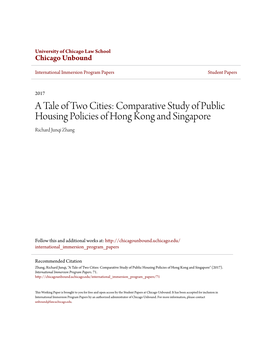 Comparative Study of Public Housing Policies of Hong Kong and Singapore Richard Junqi Zhang