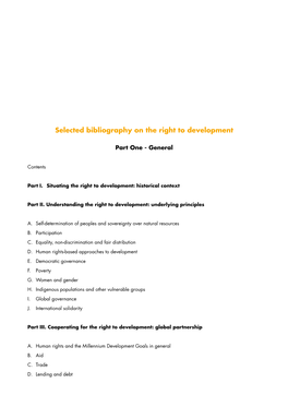 Selected Bibliography on the Right to Development
