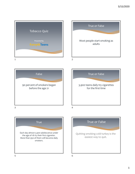 True Or False Tobacco Quiz