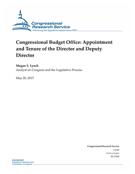 Congressional Budget Office: Appointment and Tenure of the Director and Deputy Director