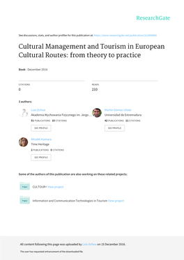Cultural Management and Tourism in European Cultural Routes: from Theory to Practice