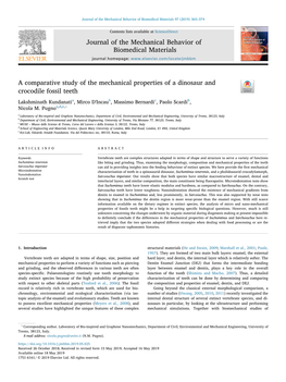 A Comparative Study of the Mechanical Properties of a Dinosaur and Crocodile Fossil Teeth T