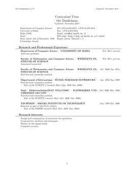 Curriculum Vitae Orr Dunkelman Updated: November 2015