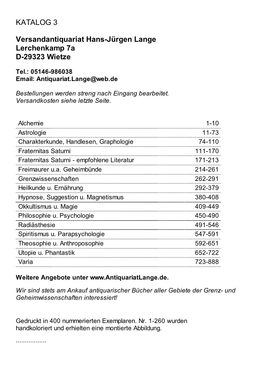 KATALOG 3 Versandantiquariat Hans-Jürgen Lange Lerchenkamp