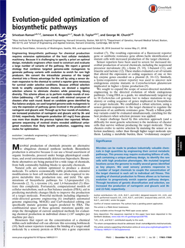 Evolution-Guided Optimization of Biosynthetic Pathways