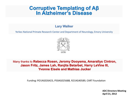 Corruptive Templating of Aβ in Alzheimer's Disease