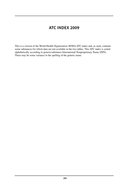 Atc Index 2009